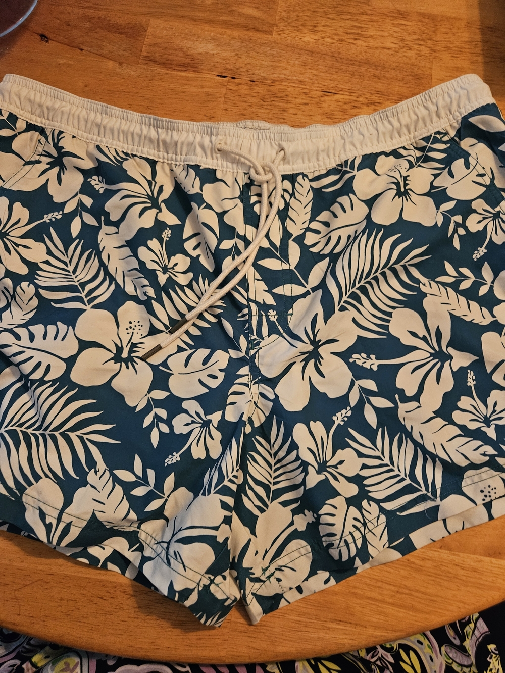 American Eagle Outfitters Teal and White Floral Swim Bermudas